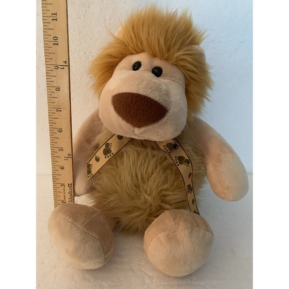 Lion Plush Stuffed Animal Le Rouet Canada Jouet en Peluche Paw Print Ribbon 16" - Picture 7 of 15